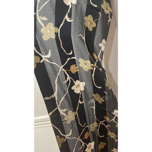 Italian Black/Green Cream Scarf/Hijab/Shawl-11 x 60” Floral Print/RN79124